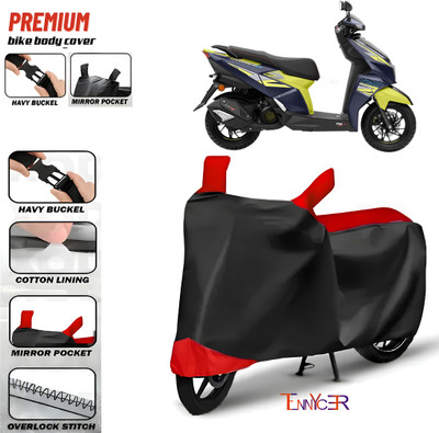 TENNYCER Waterproof Two Wheeler Cover for TVS(Ntorq 125, Red, Black)