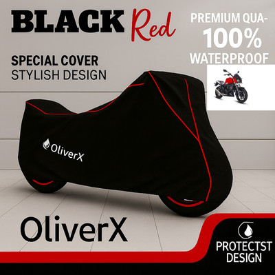 OliverX Waterproof Two Wheeler Cover for Mahindra(Mojo UT 300, Black, Red)