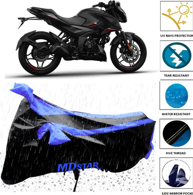 Mdstar Waterproof Two Wheeler Cover for Bajaj(Pulsar 160 NS DTS-i, Black, Blue)