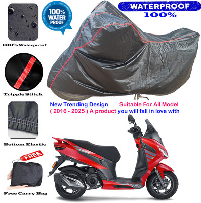 AutoGalaxy Waterproof Two Wheeler Cover for Aprilia(SXR 160 BS6, Black, Red)
