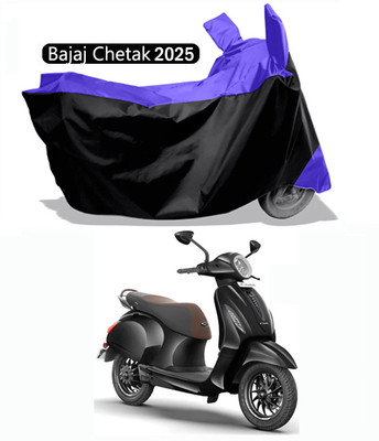 Amexride Two Wheeler Cover for Bajaj(Chetak, Blue, Black)