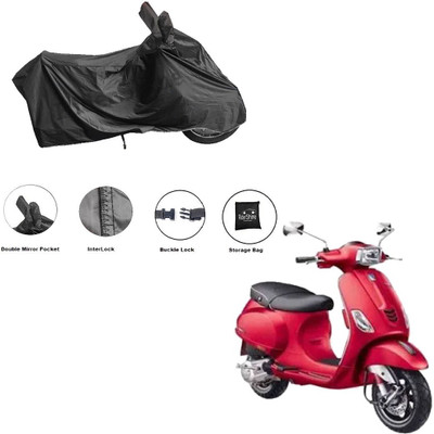 RiderShine Waterproof Two Wheeler Cover for Piaggio(Vespa SXL 150, Black)