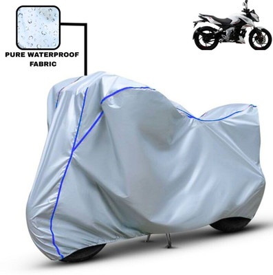 Delphinium Waterproof Two Wheeler Cover for Bajaj(Pulsar AS 150, Silver, Blue)