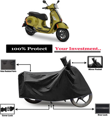 Amexride Two Wheeler Cover for Vespa(GTS 300, Black)