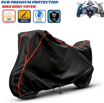 Delphinium Waterproof Two Wheeler Cover for TVS(Jupiter 125, Black, Red)