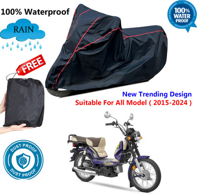 AutoGalaxy Waterproof Two Wheeler Cover for TVS(XL 100 Comfort BS6, Black, Red)