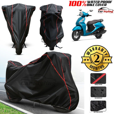 Car Styling Waterproof Two Wheeler Cover for Yamaha(Fascino, Black, Red)