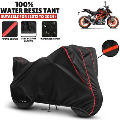 Mwiss Waterproof Two Wheeler Cover for KTM(125 Duke, Black, Red)