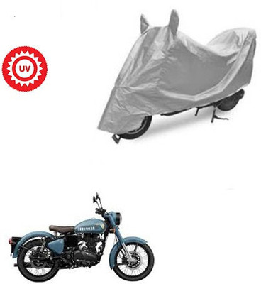 DeepShakshi AUTOMOTIVE Waterproof Two Wheeler Cover for Royal Enfield(Classic 350, Silver)
