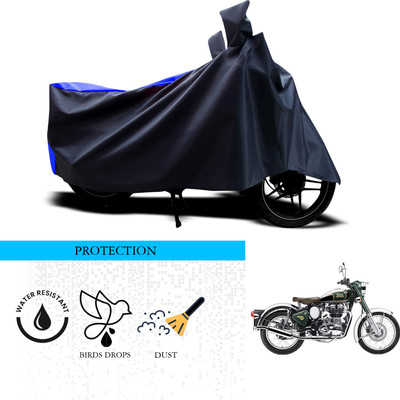 ANTHUB Waterproof Two Wheeler Cover for Royal Enfield(Classic Chrome, Black, Blue)
