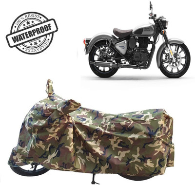 ROYAL AUTO MART Waterproof Two Wheeler Cover for Royal Enfield(Classic 350, Green, Multicolor)