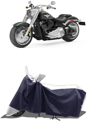 SUGASHRI Waterproof Two Wheeler Cover for Harley Davidson(Fat Boy, White, Blue)