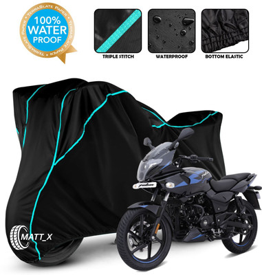 MATT_X Waterproof Two Wheeler Cover for Bajaj(Pulsar 220F, Black, Blue)