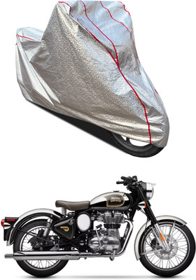 AutoGalaxy Waterproof Two Wheeler Cover for Royal Enfield(Classic Chrome, Silver)