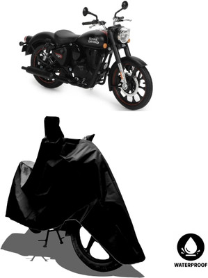 Amexride Waterproof Two Wheeler Cover for Royal Enfield(Classic Stealth Black, Black)