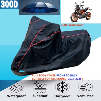 AUTOCAD Waterproof Two Wheeler Cover for KTM(390 Duke BS6, Black, Red)