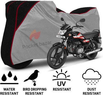 pocket bazar Waterproof Two Wheeler Cover for Hero(HF Deluxe, Silver, Black)