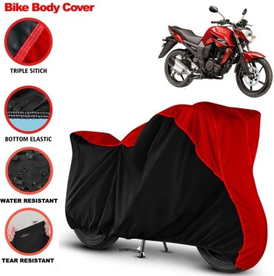 Grizzly Two Wheeler Cover for Yamaha(FZ-S FI, Black, Red)