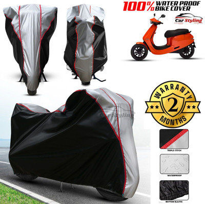 Car Styling Waterproof Two Wheeler Cover for Ola(Scooty, Black, Silver)