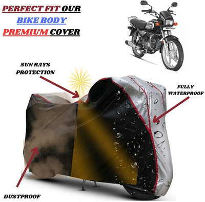 kerwa Waterproof Two Wheeler Cover for Hero(Splendor Plus, Black, Silver)