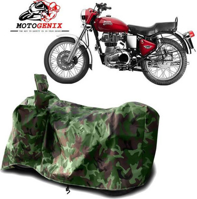 RAAMKM Two Wheeler Cover for Royal Enfield(Bullet 350, Green, Multicolor)