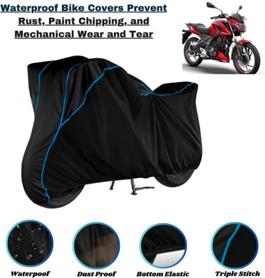 SHUFYAN Waterproof Two Wheeler Cover for Bajaj(Pulsar 150 BS6, Black, Blue)