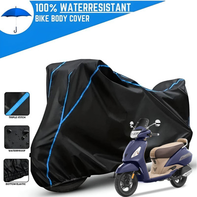 OliverX Waterproof Two Wheeler Cover for TVS(Jupiter, Black, Blue)