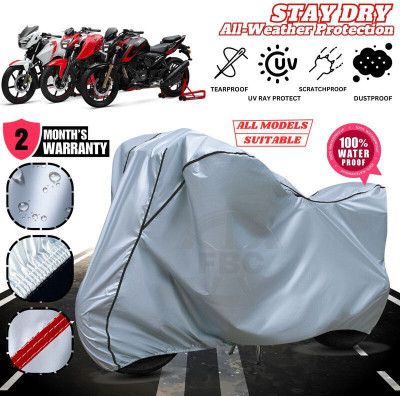 FBC Waterproof Two Wheeler Cover for TVS(Apache, Silver, Black)