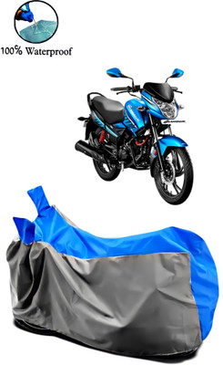 Autofly Waterproof Two Wheeler Cover for Hero(Glamour Programmed FI, Grey, Blue)