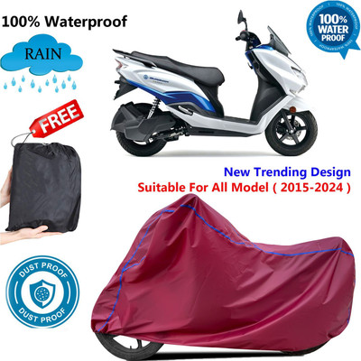 AUTOCAD Waterproof Two Wheeler Cover for Suzuki(Burgman Electric, Maroon)