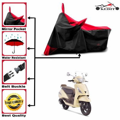 KEDIT Two Wheeler Cover for TVS(Jupiter classic, Red, Black)