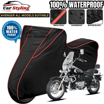 Car Styling Waterproof Two Wheeler Cover for Bajaj(Avenger, Black, Red)