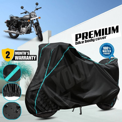 xodi Waterproof Two Wheeler Cover for Royal Enfield(Bullet, Black, Blue)