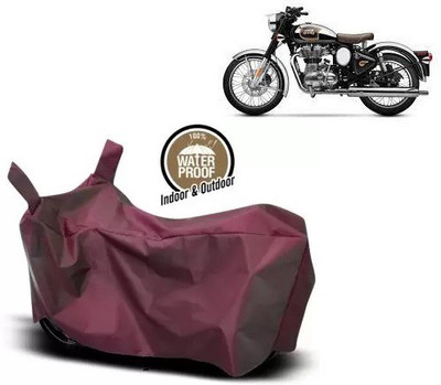 OliverX Waterproof Two Wheeler Cover for Royal Enfield(Classic Chrome, Maroon)