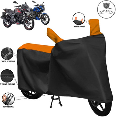 MADAFIYA Waterproof Two Wheeler Cover for Bajaj(Pulsar, Black, Orange)