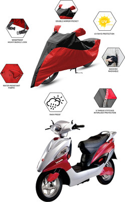FurniGully Two Wheeler Cover for Hero(Electric Maxi, Black, Red)