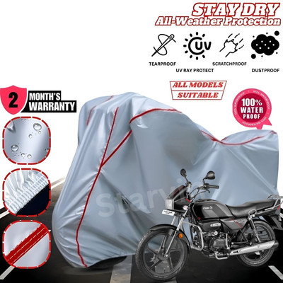 Starvin Waterproof Two Wheeler Cover for Hero(Splendor I Smart, Silver, Red)