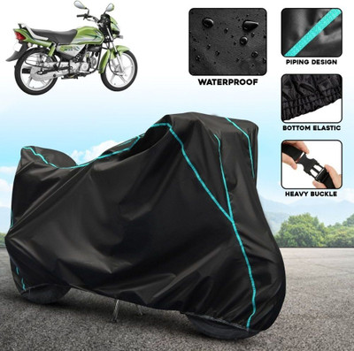 OliverX Waterproof Two Wheeler Cover for Hero(HF Deluxe Eco, Black, Blue)