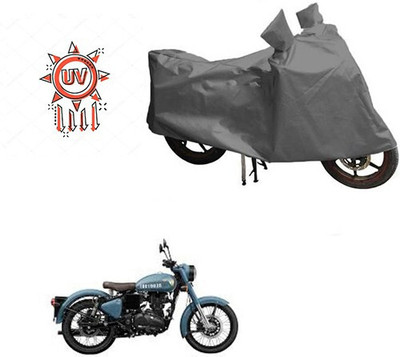 DeepShakshi AUTOMOTIVE Waterproof Two Wheeler Cover for Royal Enfield(Classic 350, Grey)