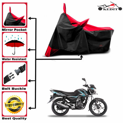 KEDIT Two Wheeler Cover for Bajaj(Discover 110, Red, Black)