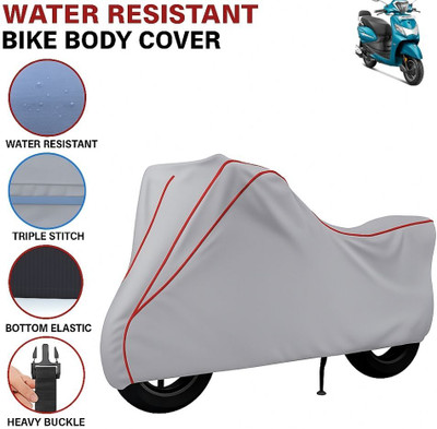 Auto Udaan Waterproof Two Wheeler Cover for Hero(Pleasure Plus, Grey, Red)