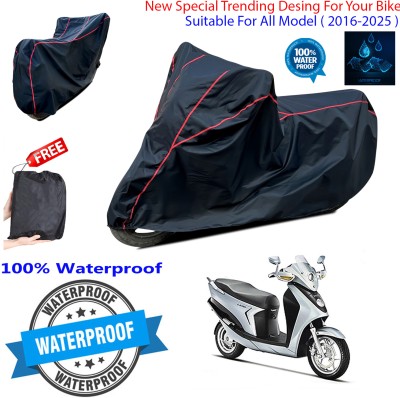 OliverX Waterproof Two Wheeler Cover for Hero(Leap Hybrid SES BS6, Black)