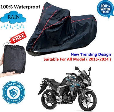 AUTOCAD Waterproof Two Wheeler Cover for Yamaha(Fazer, Black, Red)
