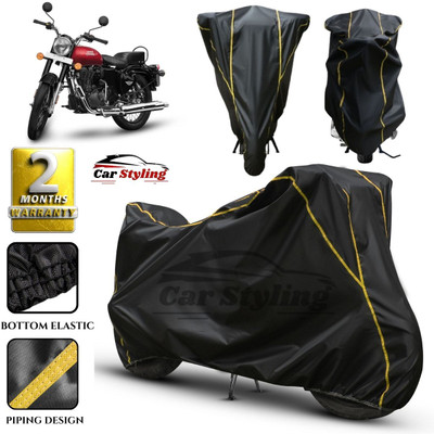 Car Styling Waterproof Two Wheeler Cover for Royal Enfield(Bullet 350, Black, Yellow)