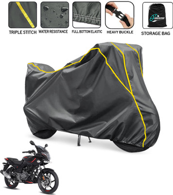 AUTOBIRSA Waterproof Two Wheeler Cover for Bajaj(Pulsar 180F BS6, Grey)