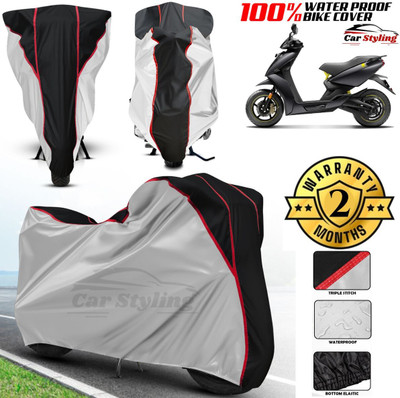 Car Styling Waterproof Two Wheeler Cover for Ather(450 X, Black, Silver)