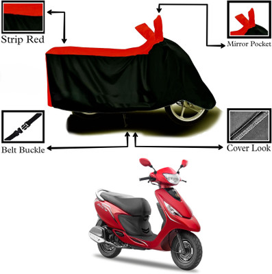 DeepShakshi AUTOMOTIVE Two Wheeler Cover for TVS(Zest 110, Red, Black)