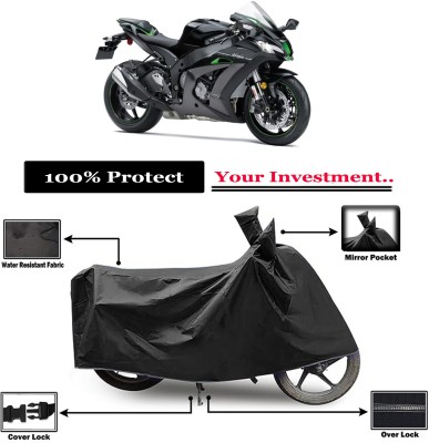 Amexride Two Wheeler Cover for Kawasaki(Ninja ZX-10R SE BS6, Black)