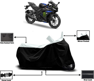 Amexride Two Wheeler Cover for Yamaha(YZF R15 V3 Moto GP Edition, White)