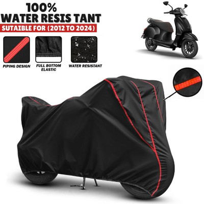Mwiss Waterproof Two Wheeler Cover for Bajaj(Chetak, Black, Red)